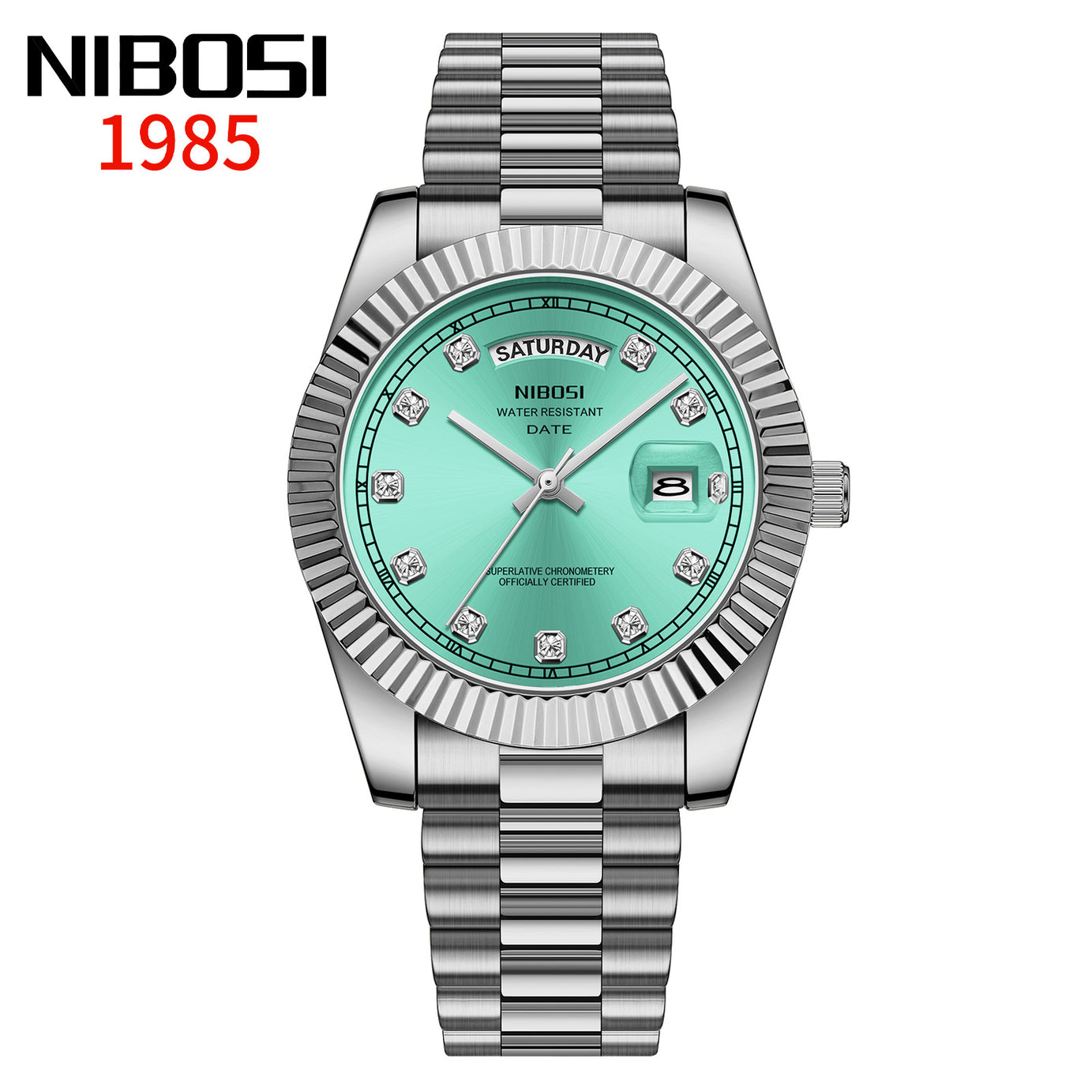 Men's Sun Pattern Dial Solid Steel Belt Watch