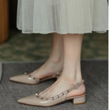 Women's Buckle Low Heel Flat Bottom Slippers (In Stock)