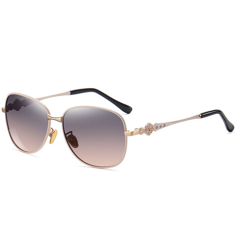 Women's Polarized Large Frame Metal Sunglasses