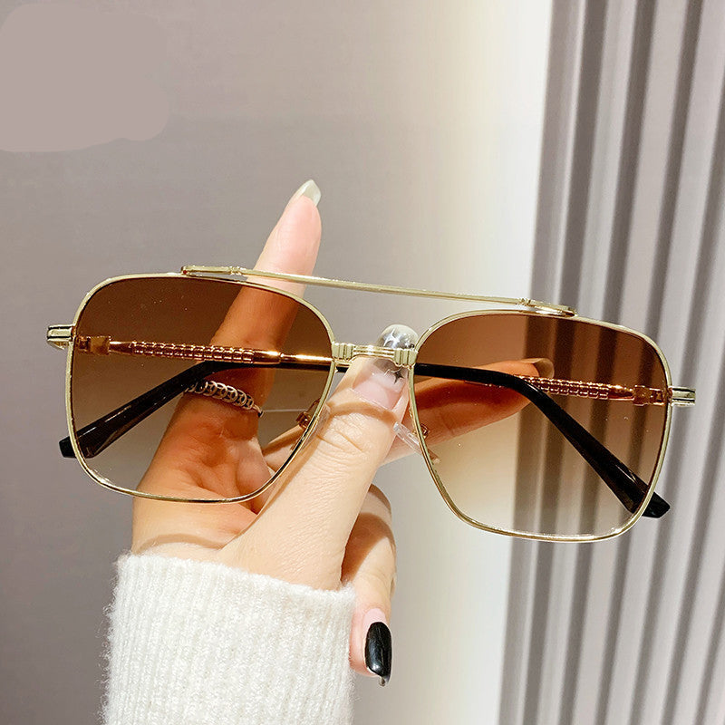 Women's  Metal Square  Large-frame UV-proof Sunglasses