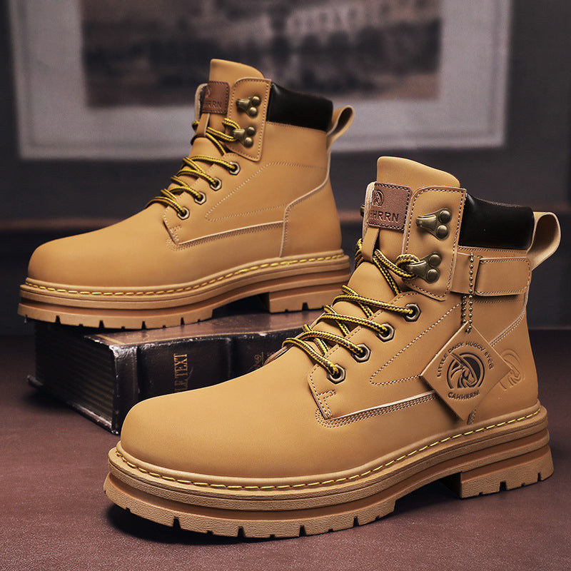Men's Small Yellow Trendy Fashion Martin Boots