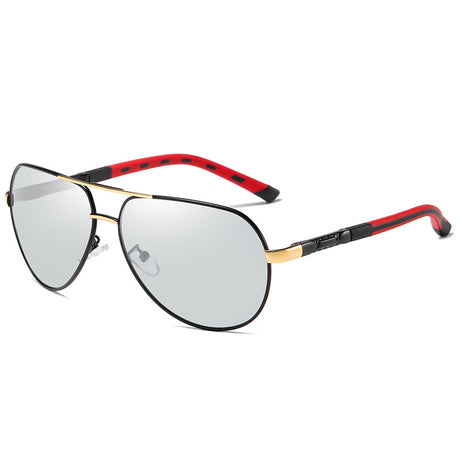 Men's Metal Polarized Color-changing Round Sunglasses