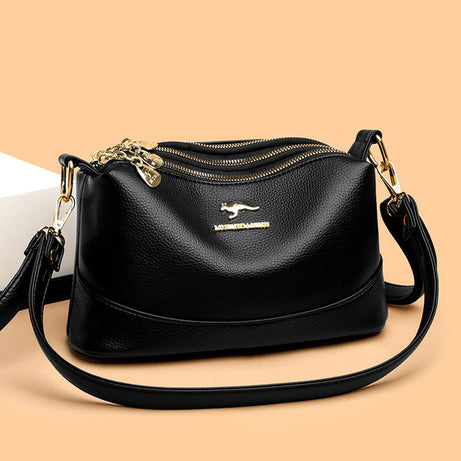 Women's Versatile Three-Layer Soft Leather Bag