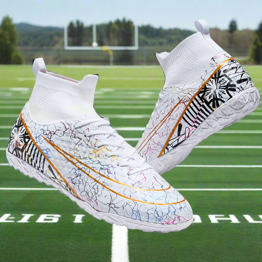 Men's Synthetic Leather High-Top Football Turf Sports Shoes