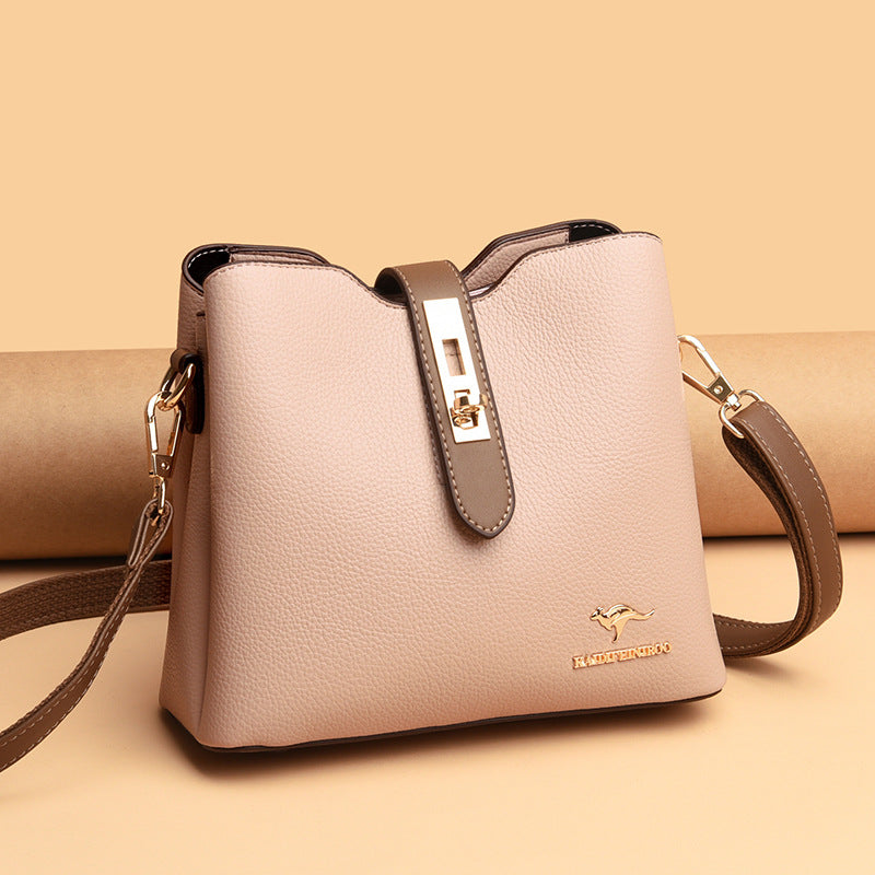 Women's Leather Trendy Bucket Bag