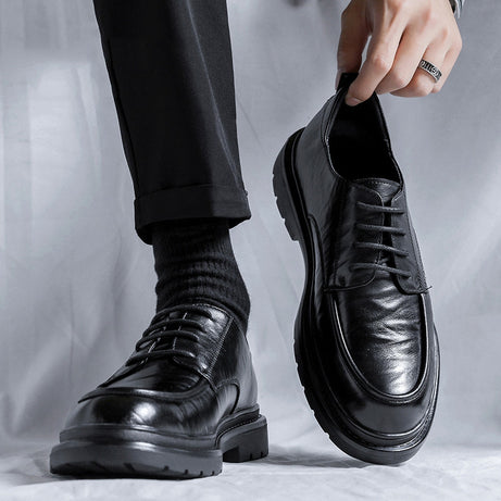 Men's Leather Business Formal Shoes - Pure Black