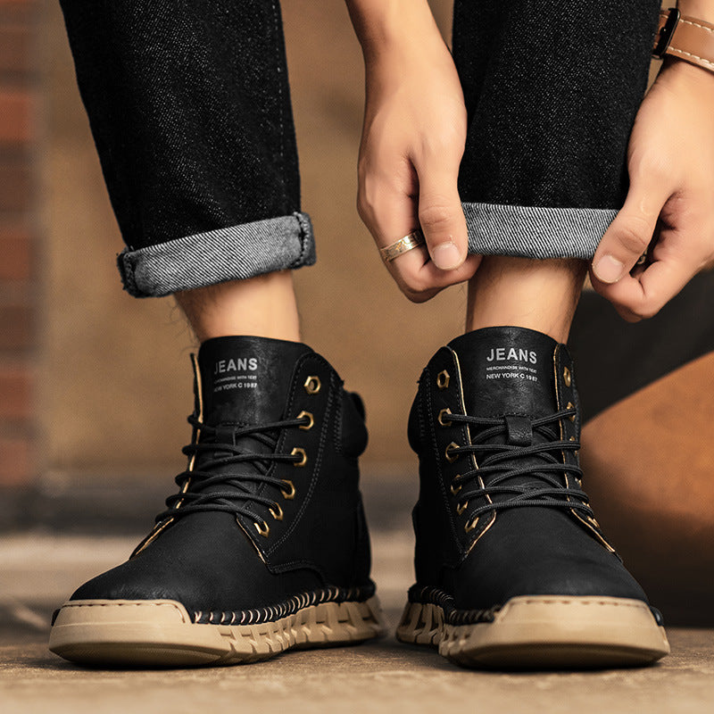 Men's Genuine Leather Wear-Resistant Casual Boots