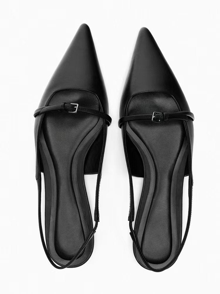 Women's Black Pointed Toe Slip-On Dress Sandals