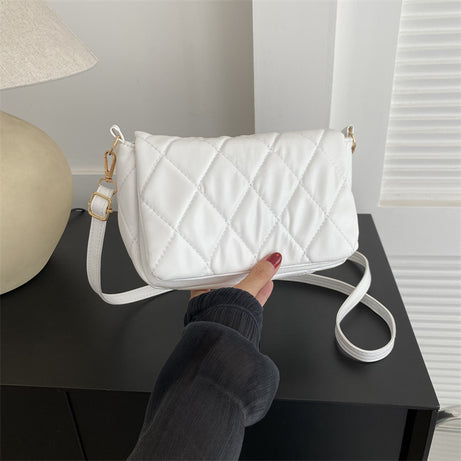 Women's Textured Rhombus Leather Casual Bag