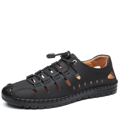 Men's Leather Breathable Hollow Casual Sandals