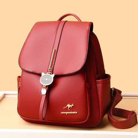 Women's Leather Trendy Backpack