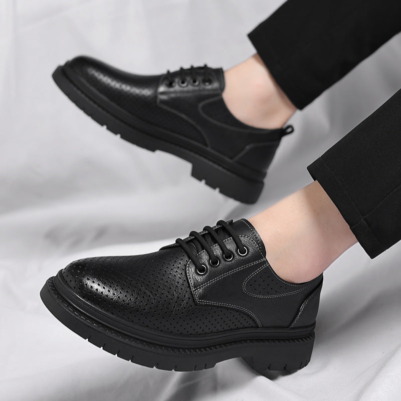 Men's Leather Breathable Low-Top Casual Shoes