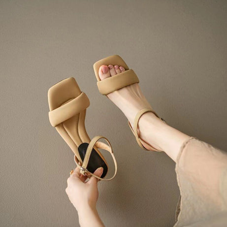 Women's Black Ankle Strap Buckle Sandals