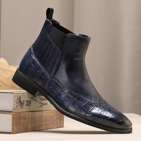 Men's Leather Large Size Pointed Martin Boots