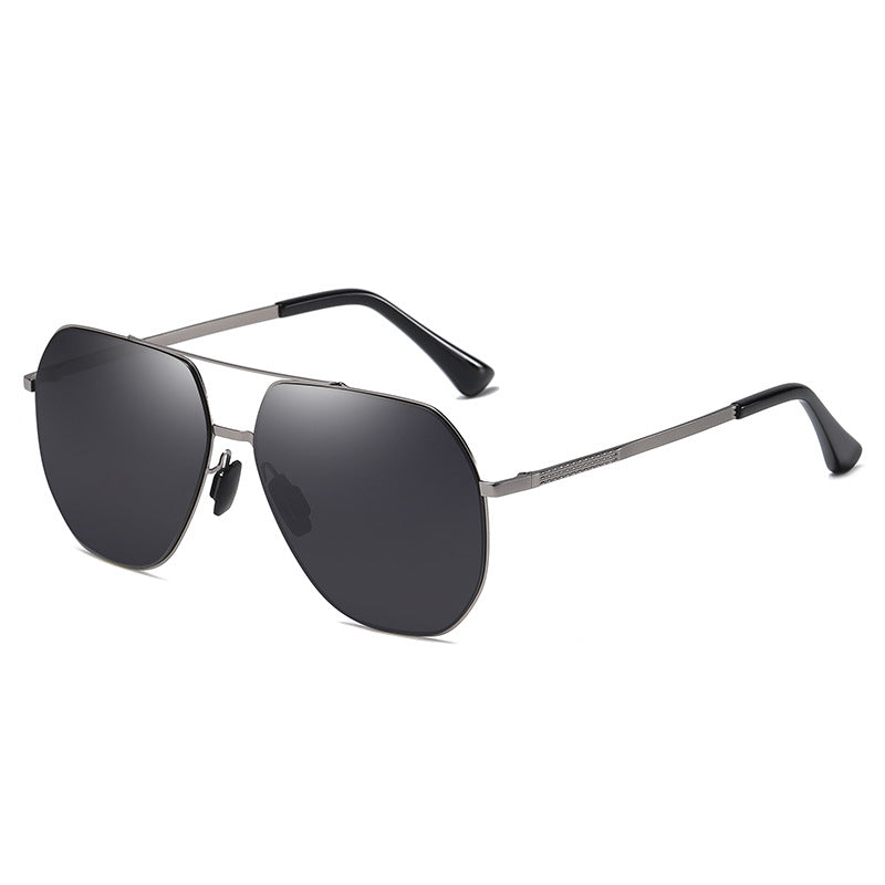 Men's Large Frame Two-color Metal Polarized Sunglasses
