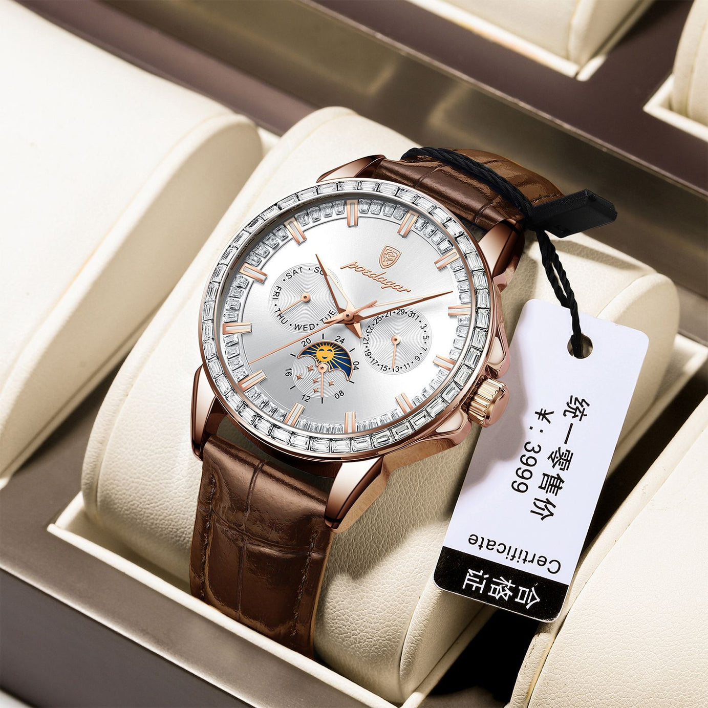 Men's Diamond-encrusted Quartz Watch (In Stock)