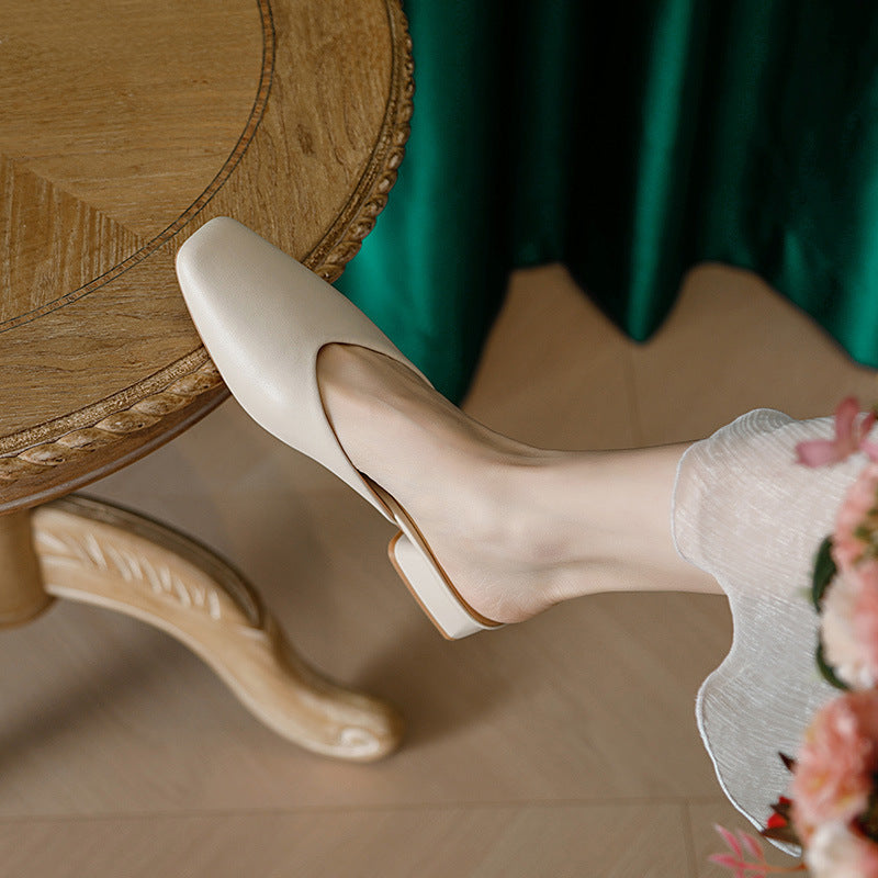 Women's New Soft Leather Mueller Slippers