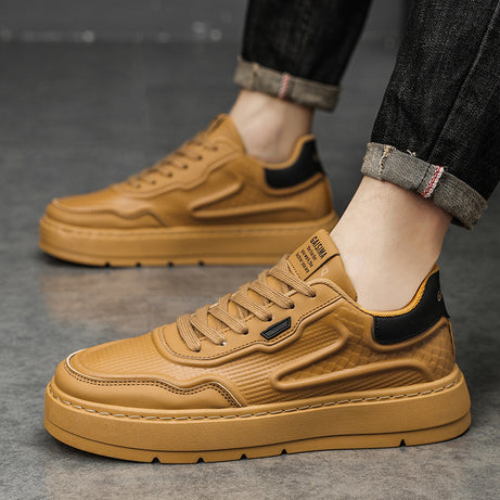 Men's Leather Fashion Low-Top Flat Sneakers