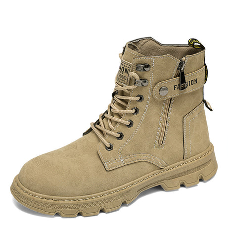 Men's Side Zipper Trendy Mid-tube Leather Boots
