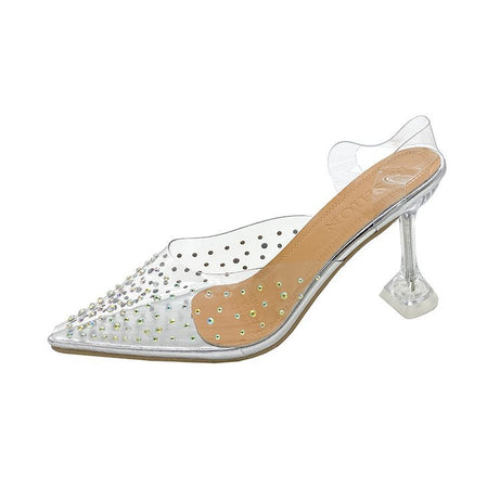 Women's Rhinestone Mid Heel Sandals