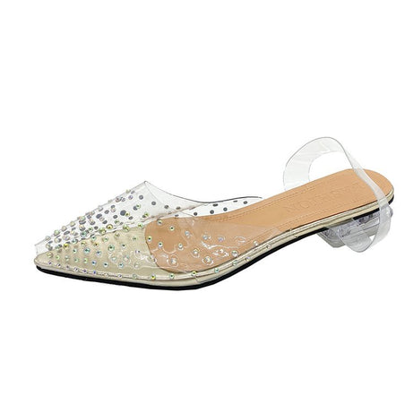 Women's Rhinestone Mid Heel Sandals