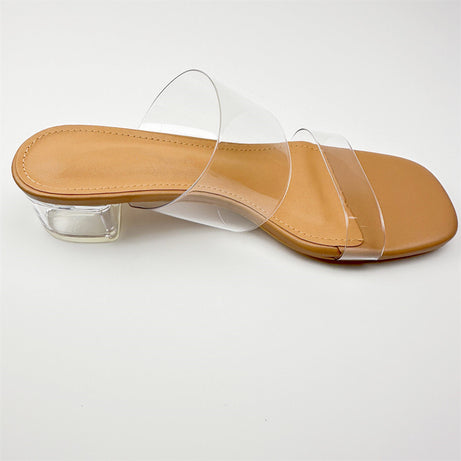 Women's Transparent Thick Heel Sandals