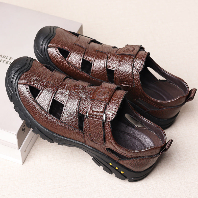 Men's Leather Breathable Thick-Soled Sandals