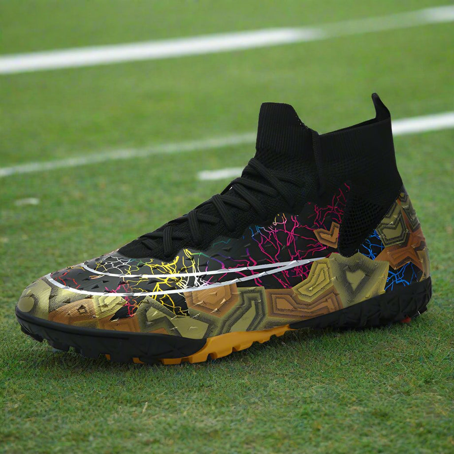 Men's Fly Knitting High-Top Football Turf Sports Shoes