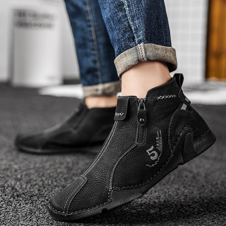 Men's Leather Fashionable Boots Trendy Shoes