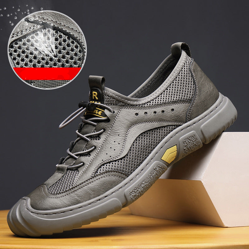 Men's Leather Hollow Soft Sole Casual Sandals