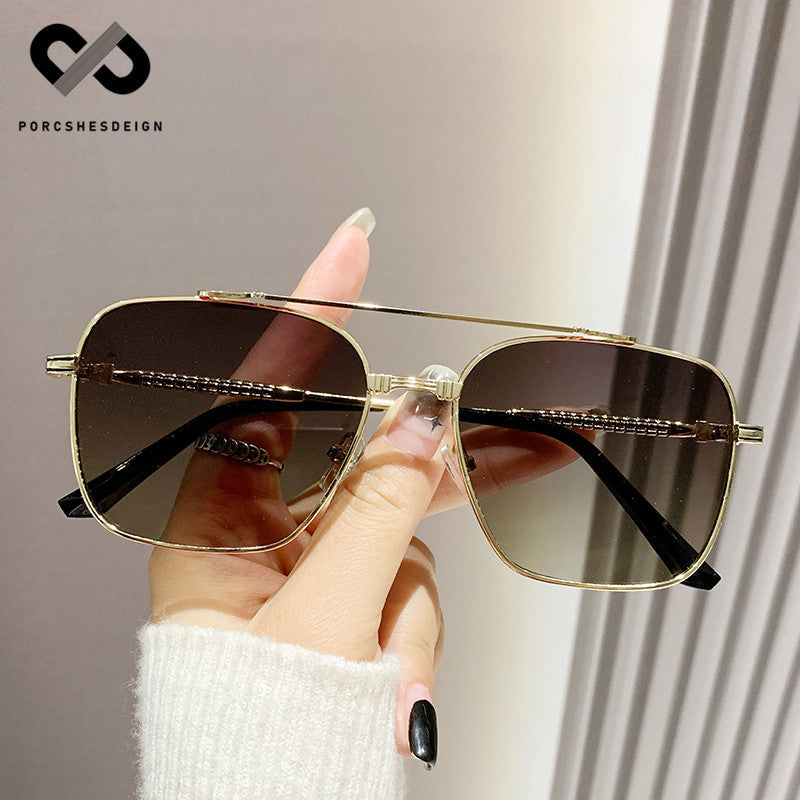 Women's  Metal Square  Large-frame UV-proof Sunglasses