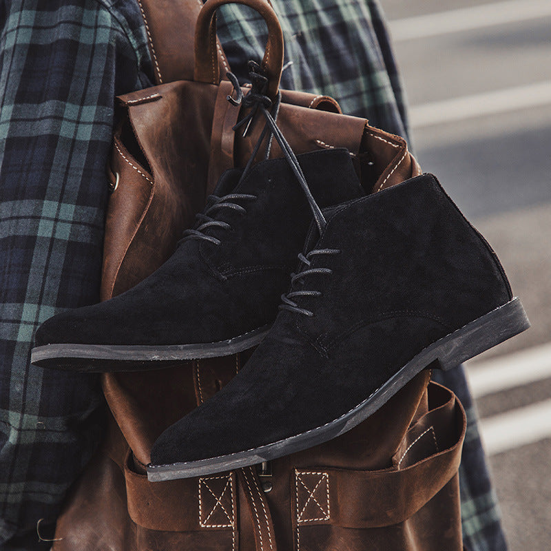 Men's High-Top Pointed Leather Martin Boots