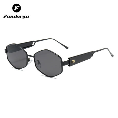 Women's Round Polygonal Metal Frame Hip-hop Sunglasses