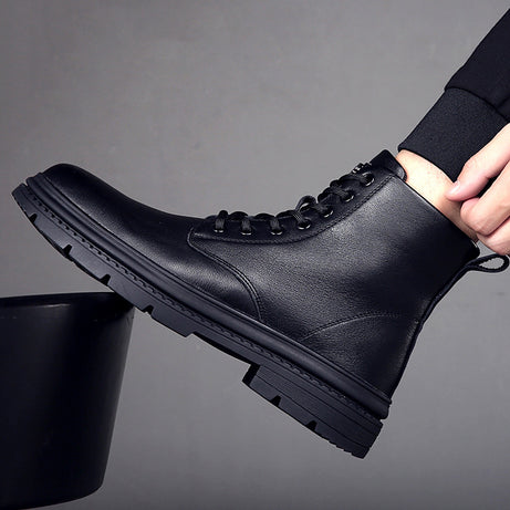 Men's Leather High-Top Black Martin Boot