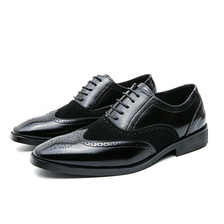 Men's Leather British Style Brock Carved Shoes