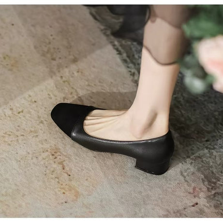 Women's Low Heel Mixed Color Office Shoes