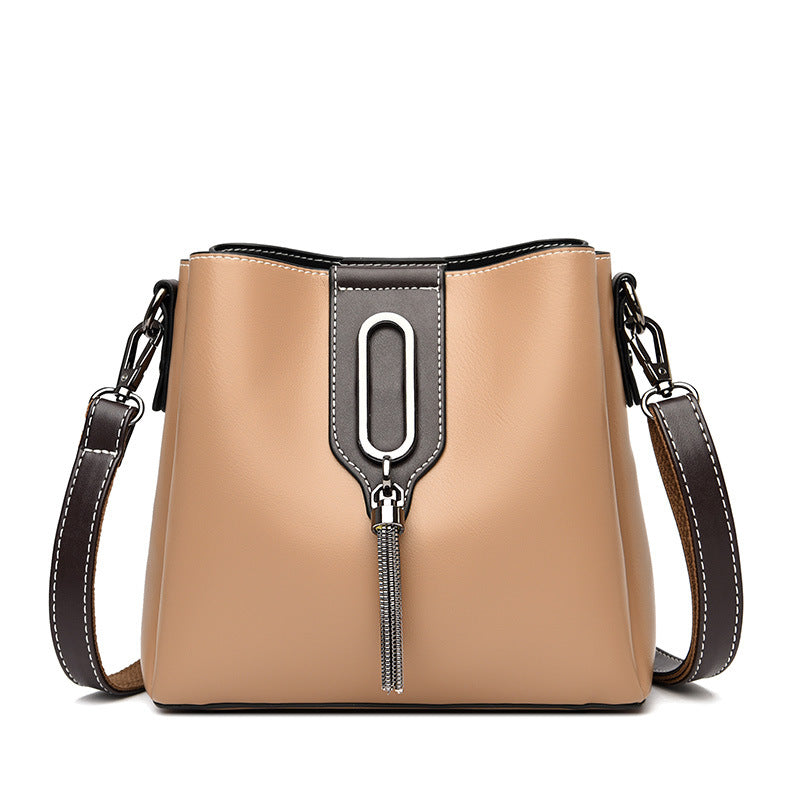 Women's Leather Stylish Chain Bucket Bag