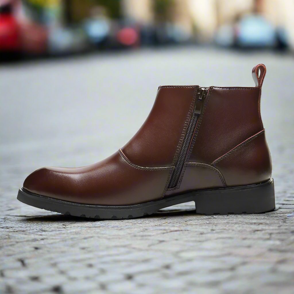 Men's Leather Zipper Chelsea Boots (In Stock)