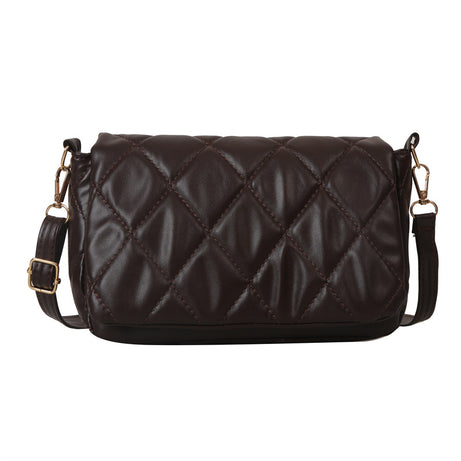 Women's Textured Rhombus Leather Casual Bag