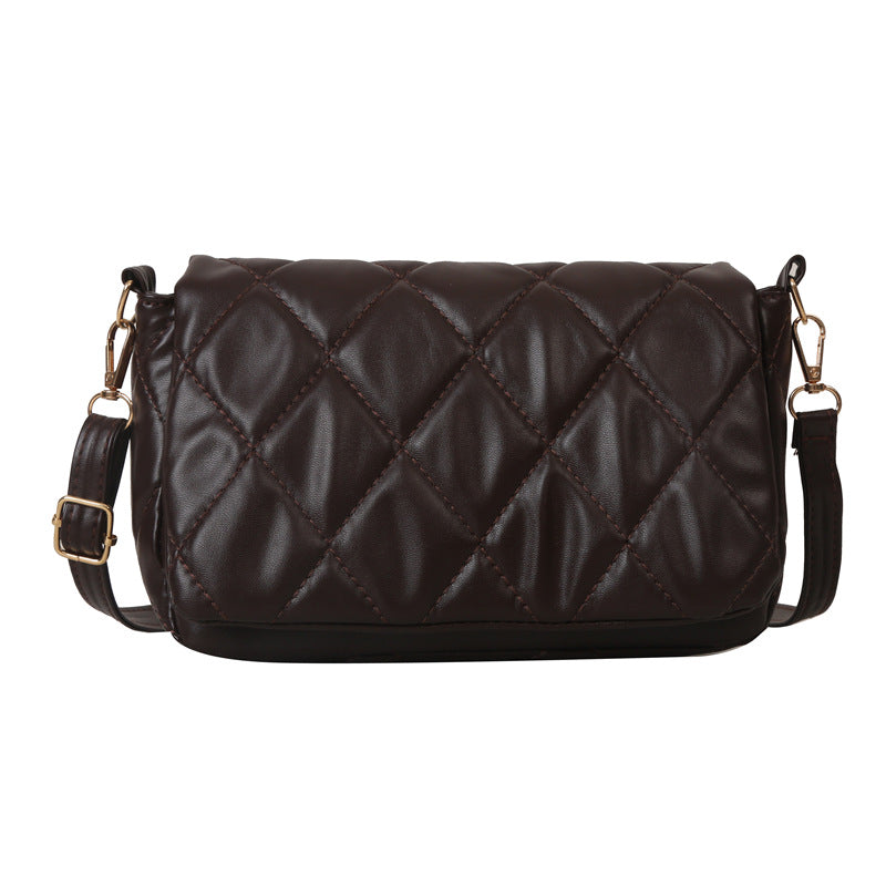 Women's Textured Rhombus Leather Casual Bag