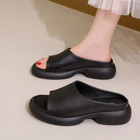 Women's Leather Versatile Fashion Slide Sandals