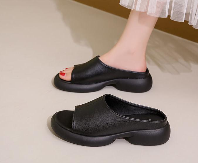 Women's Leather Versatile Fashion Slide Sandals