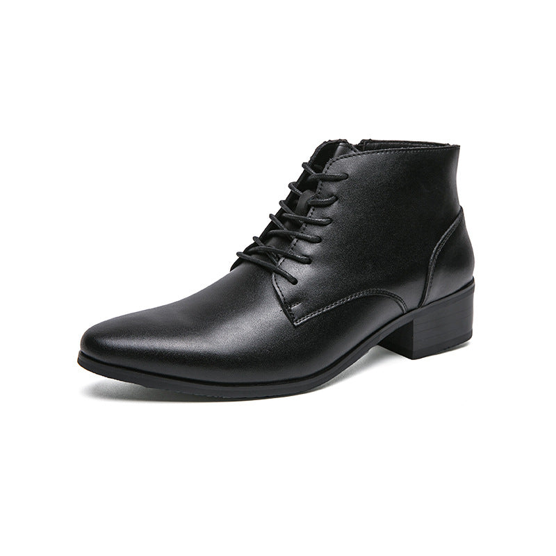 Men's Fashion High Top Pointed Leather Shoes