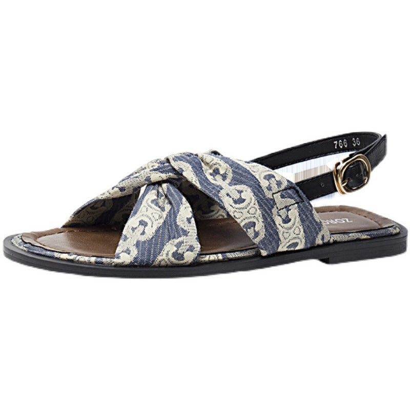 Women's Leather Fashion Flat Bottom Sandals