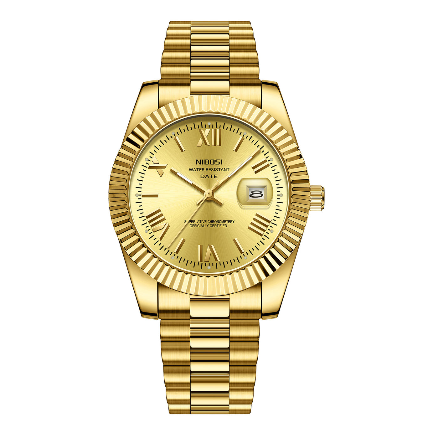 Men's Watch Gold Stainless Steel Calendar Watch