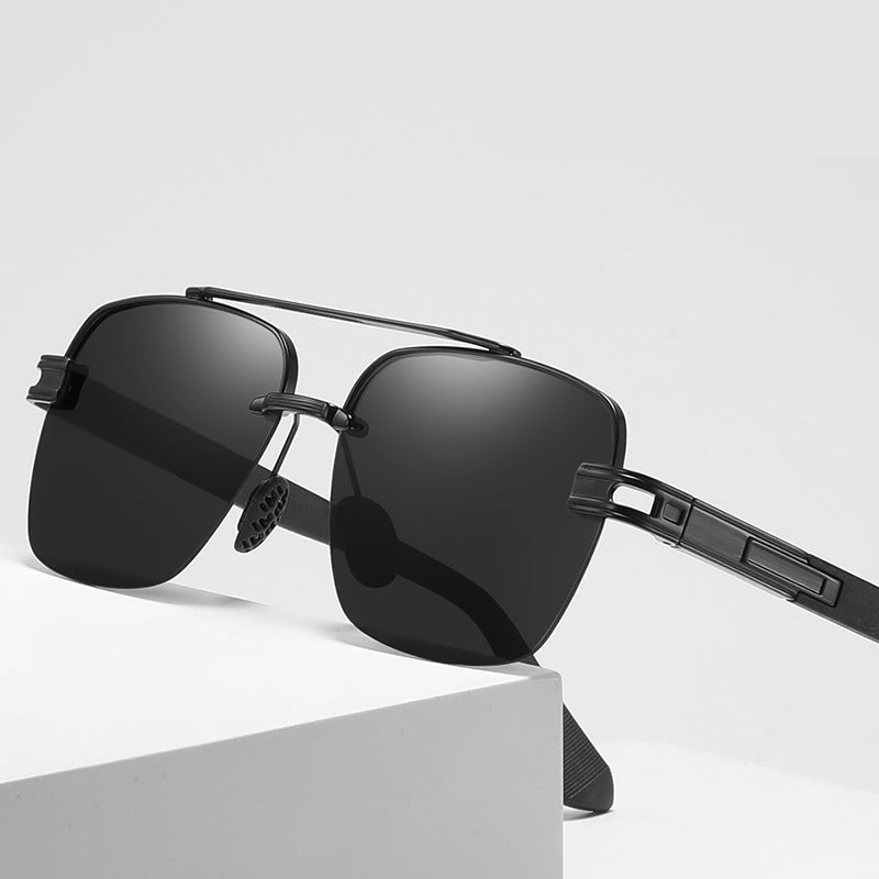 Men's Polarized Two-color Metal Square Sunglasses