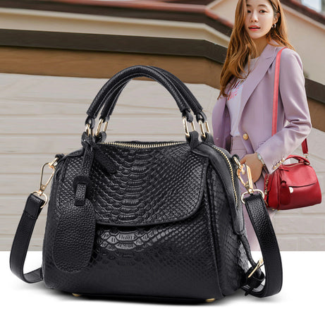 Women's Leather Crocodile Pattern Trendy Bag