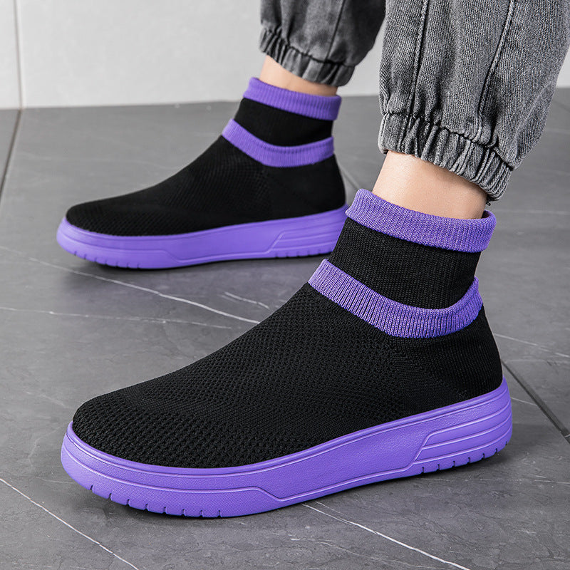 Men's Breathable Mesh High-Top Thick-Soled Shoes