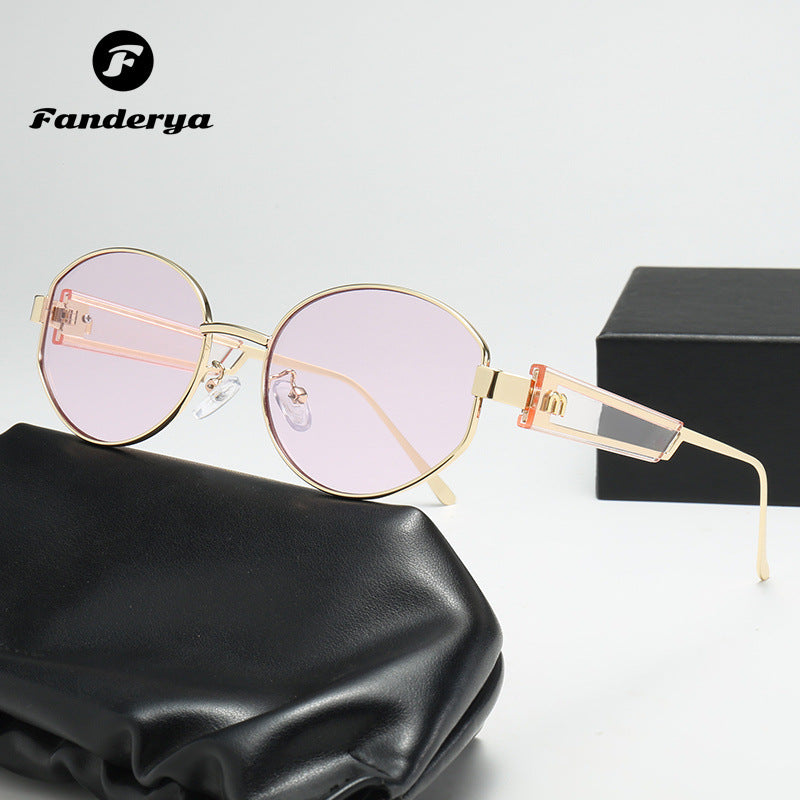 Women's Retro Small Oval Frame UV Protection Sunglasses