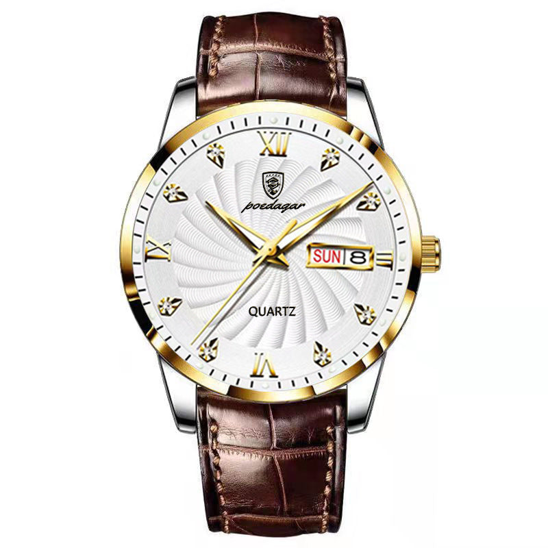 Men's Multi-functional Leather Band Watch